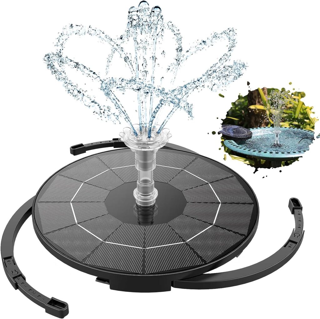 AISITIN 2-in-1 DIY Solar Fountain with 3.5 W Removable Solar Panel, Solar Pond Pump 2022 Upgrade, Round Solar Fountain with 13 Fountain Styles for Garden Pond, Bird Bath, DIY Water Feature, Fish Tank